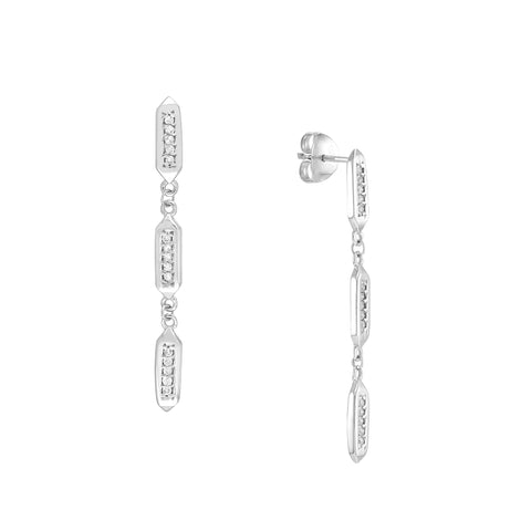 Diamond Hexagon Drop Earrings