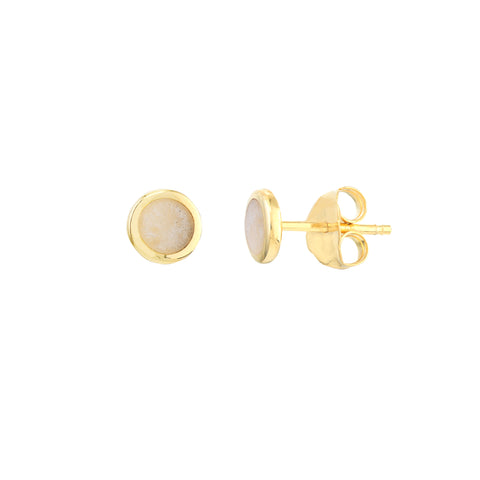 Mother of Pearl Enamel Circle Stud Earrings