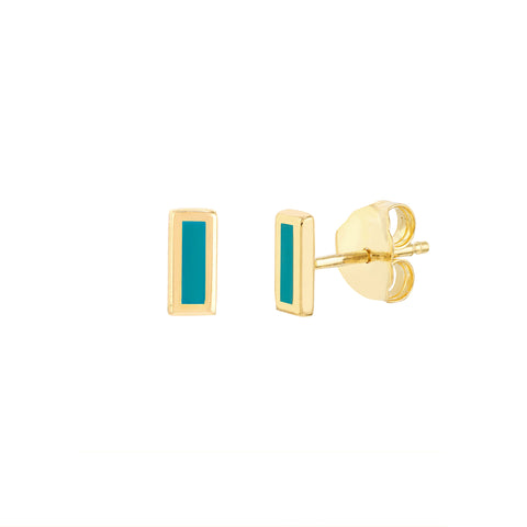 Turquoise Enamel Staple Stud Earrings