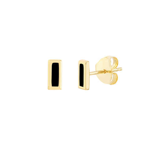 Onyx Enamel Staple Stud Earrings