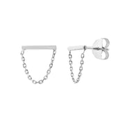 Horizontal Bar Earrings with Chain Drape