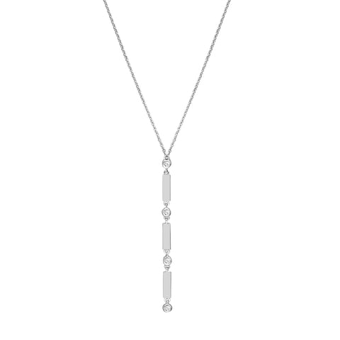 Mini Bars and Diamond Bezels Lariat Necklace