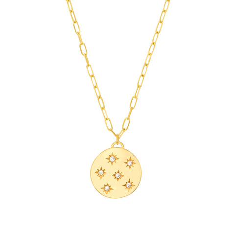 Diamond Star Cluster Medallion Necklace