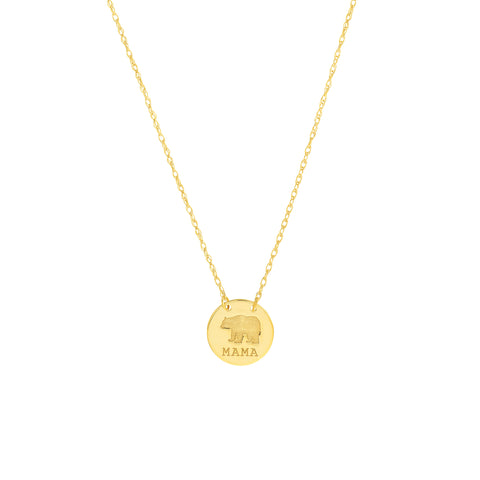 So You Etched Mama Bear Mini Disc Adjustable Necklace