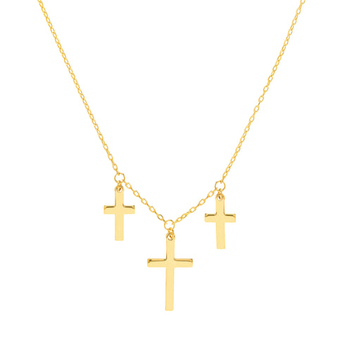 Cross Dangle Trio Necklace