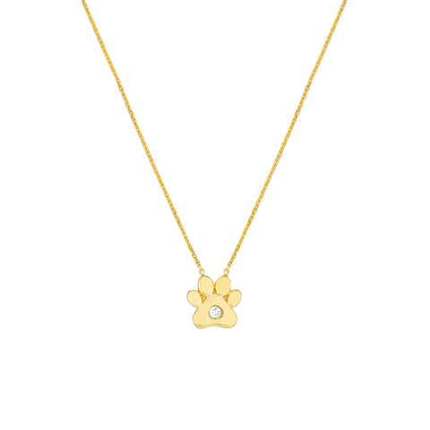 3pt Diamond Paw Pendant Necklace