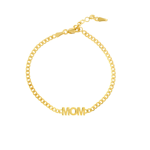 Mom on Curb Chain Adjustable Bracelet