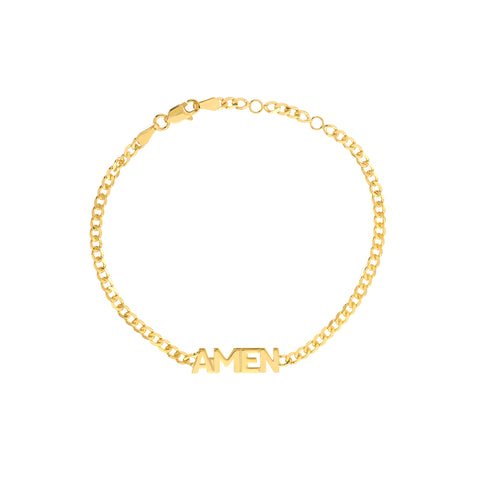 Amen on Curb Chain Adjustable Bracelet