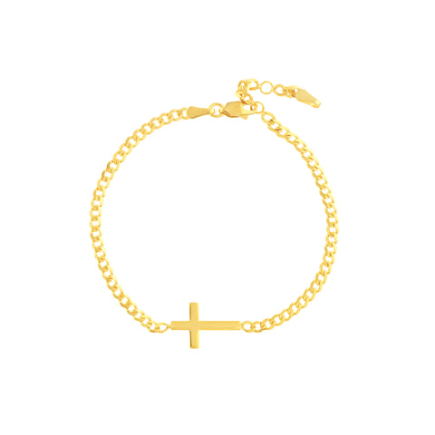 Cross on Curb Chain Bracelet