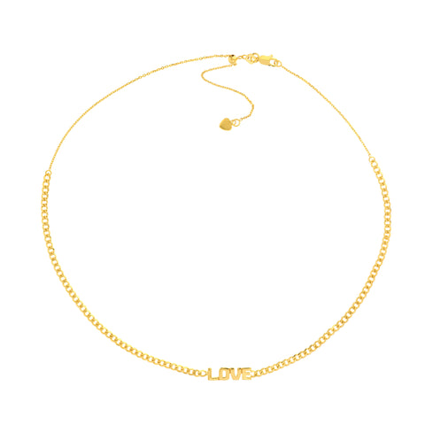 Love Plate on Open Curb Chain Choker