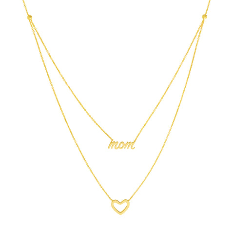 Script Mom and Open Heart Duet Necklace