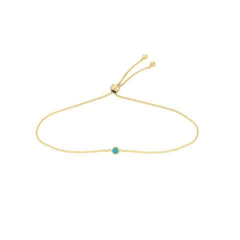 Mini Turquoise Enamel Bezel Bolo Bracelet