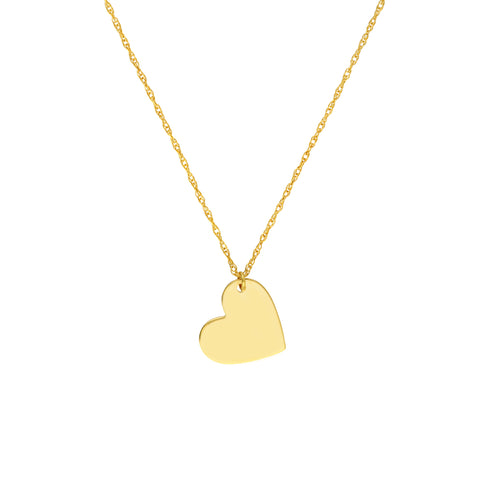 Flat Tilted Heart Engravable Necklace