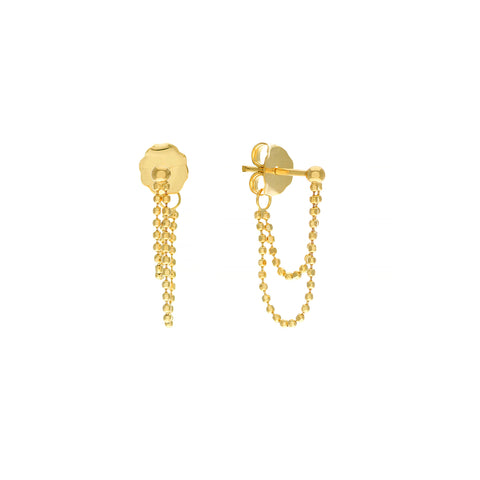 Diamond-Cut Bead Chain Duo Huggie Earrings