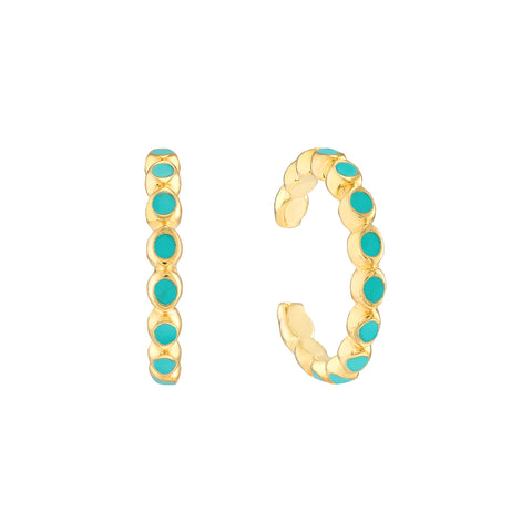 Full Turquoise Enamel Bezel Earring Cuffs