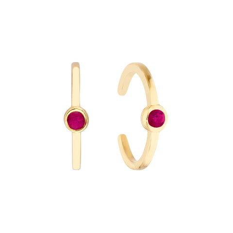 Ruby Bezel Earring Cuffs