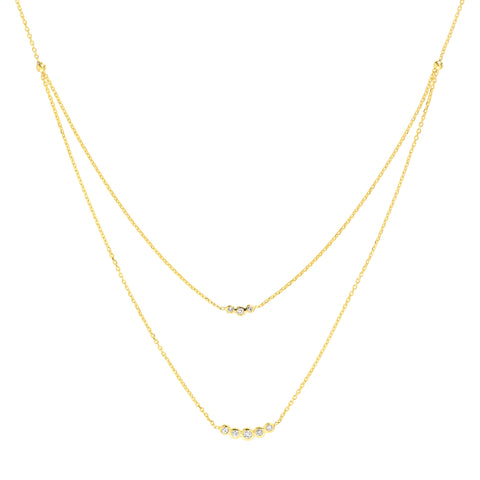 Graduating Diamond Bezels Duet Necklace