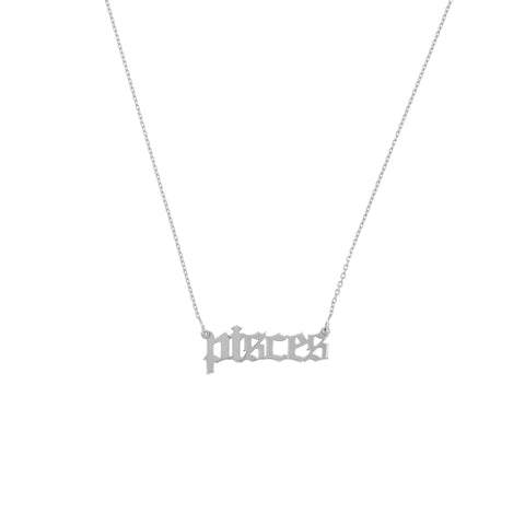 Gothic Pisces Nameplate Necklace