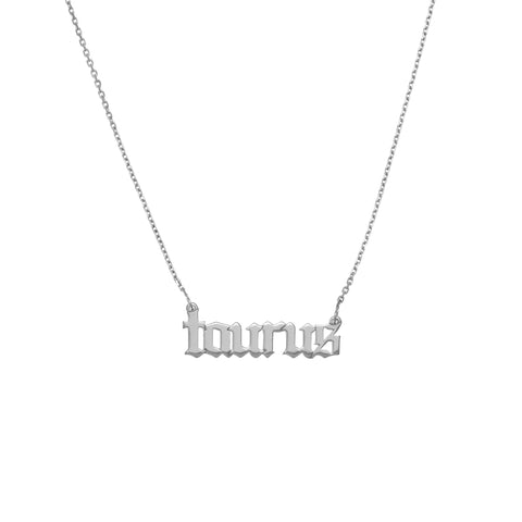 Gothic Taurus Nameplate Necklace