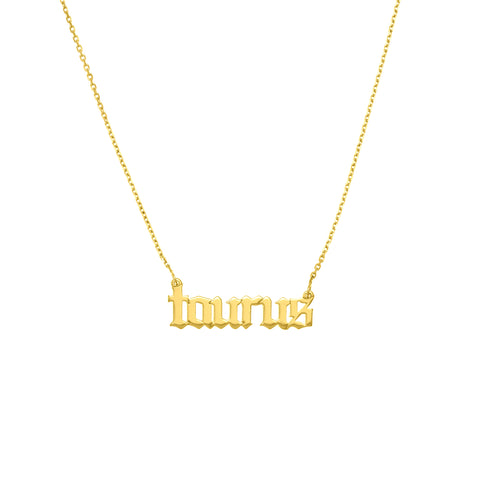 Gothic Taurus Nameplate Necklace