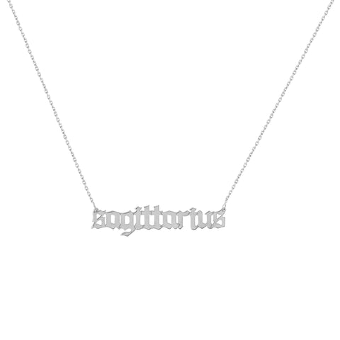 Gothic Sagittarius Nameplate Necklace