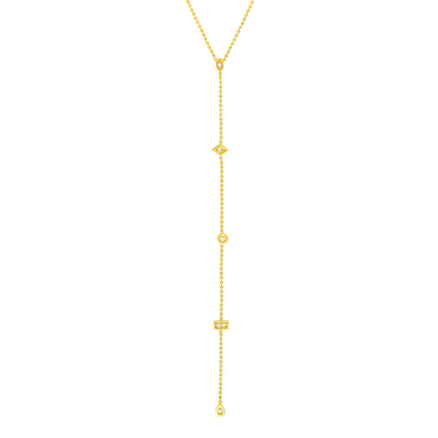 Diamond Y-Necklace with Geometric Elements