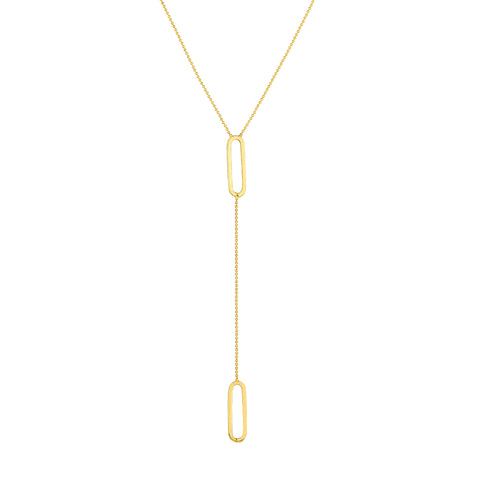 Paper Clip Accented Y-Necklace