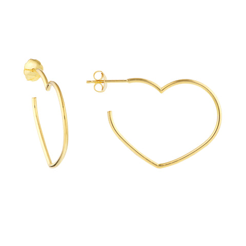 Tilted Open Heart Hoop Earrings