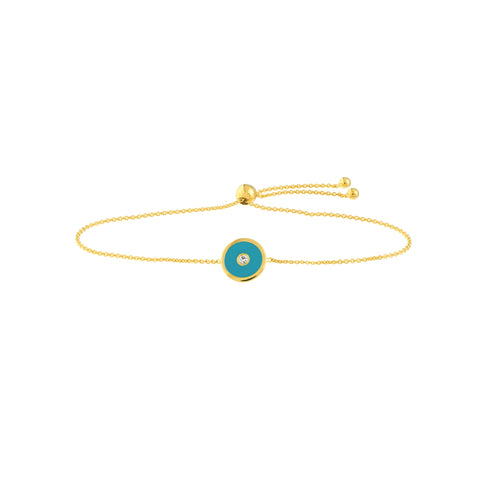 Blue Enamel Round Evil Eye Bolo Bracelet