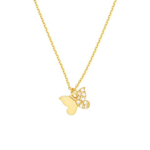 Diamond Accented Butterfly Necklace