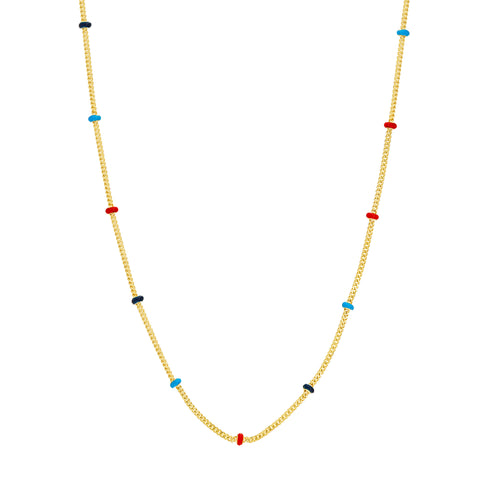 Tri-colored Enamel Bead Saturn Chain