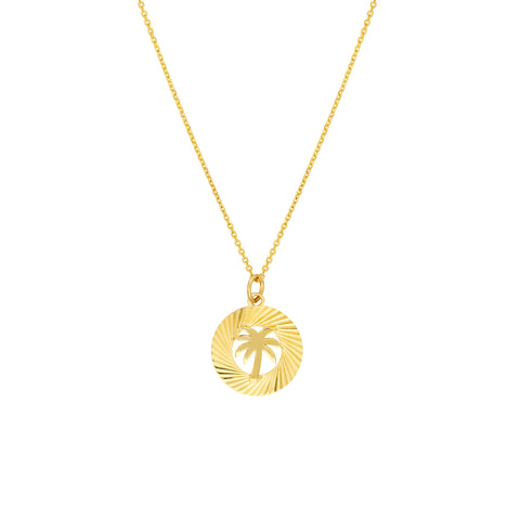 Fluted Palm Tree Medallion Necklace