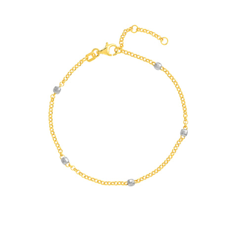 Two-Tone Disco Bead Rolo Chain Bracelet