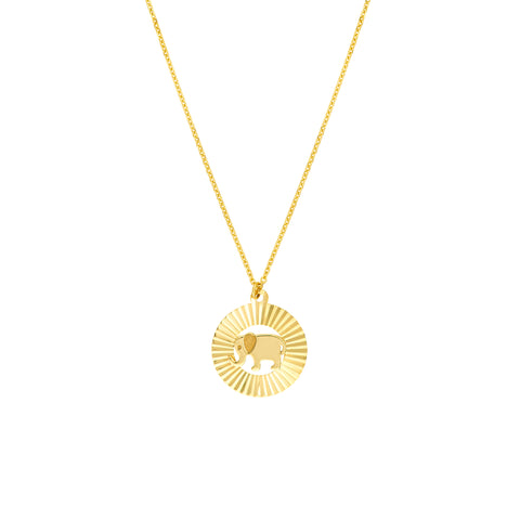 Fluted Elephant Medallion Necklace