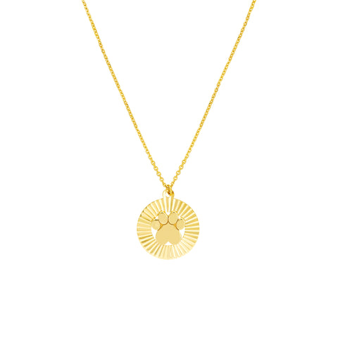 Fluted Paw Print Medallion Necklace