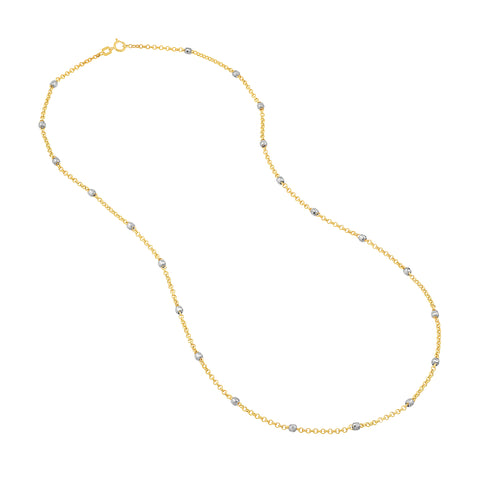 Two-Tone Disco Bead Rolo Chain Necklace