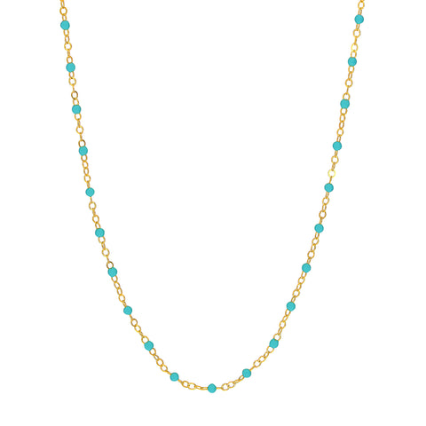 Light Turquoise Enamel Bead on Piatto Chain