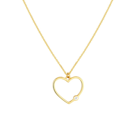 Open Heart Diamond Bezel Necklace