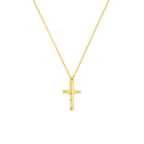 Diamond Scattered Cross Necklace