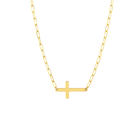 E2W Cross Paper Clip Necklace