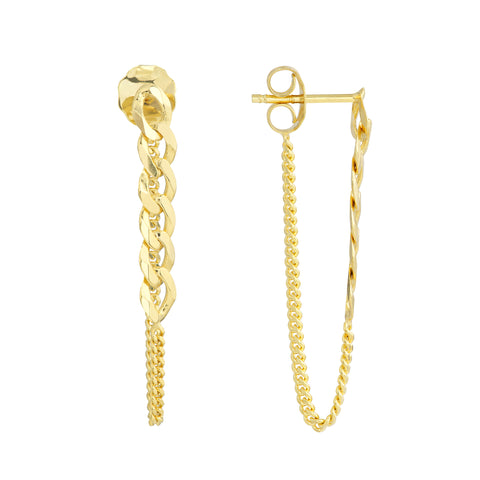 50/50 Curb Chain Front-to-Back Earrings