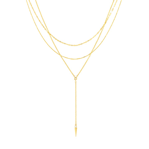 Diamond Multi Layered Lariat Spike Necklace