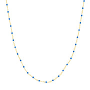 Cobalt Enamel Bead on Piatto Chain