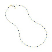 Cobalt Enamel Bead on Piatto Chain