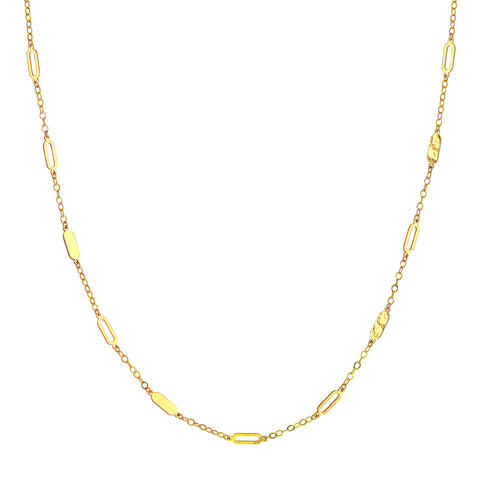 Mixed Oval Station Curb Chain Necklace