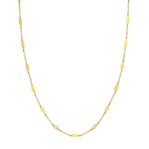 Mix Tear Drop Station Double Curb Necklace