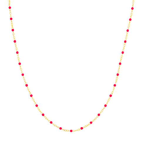 Neon Pink Enamel Bead Piatto Chain