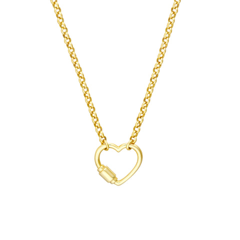 Faux Carabiner Heart on Rolo Necklace