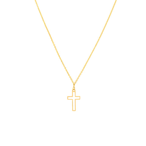 White Cross Enamel Pendant Necklace