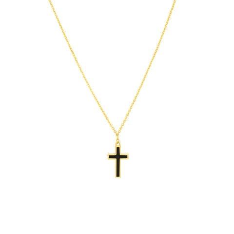 Black Enamel Cross Adjustable Necklace